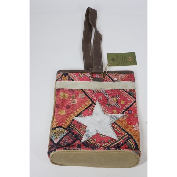 Clea Ray Pink Double Wine Bag With Cow Hide Star‎ - Picture 1 of 7